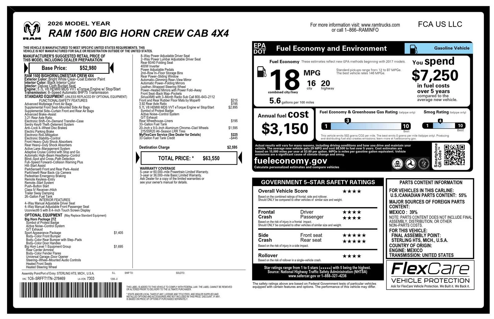 New 2026 Bright White Clearcoat RAM Big Horn image 18