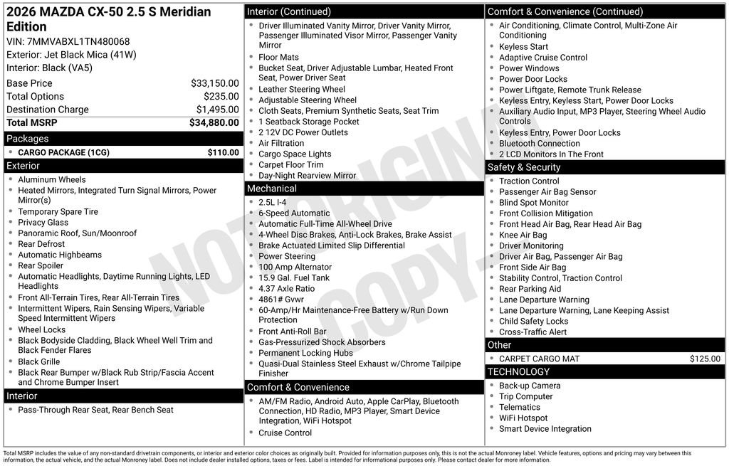 New 2026 Black Mazda 2.5 S Meridian Edition image 4