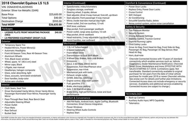 Certified Used 2018 SILVER ICE METALLIC Chevrolet LS image 28