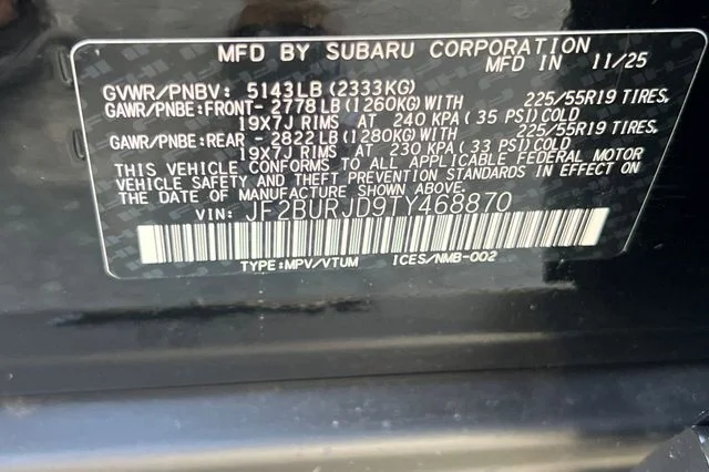 New 2026 CRYSTAL BLACK SILICA Subaru Touring XT image 25