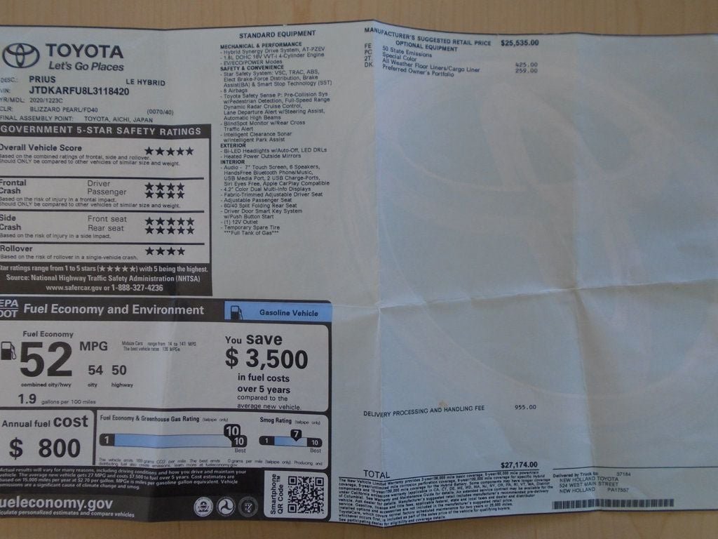 Used 2020 Blizzard Pearl Toyota LE image 34