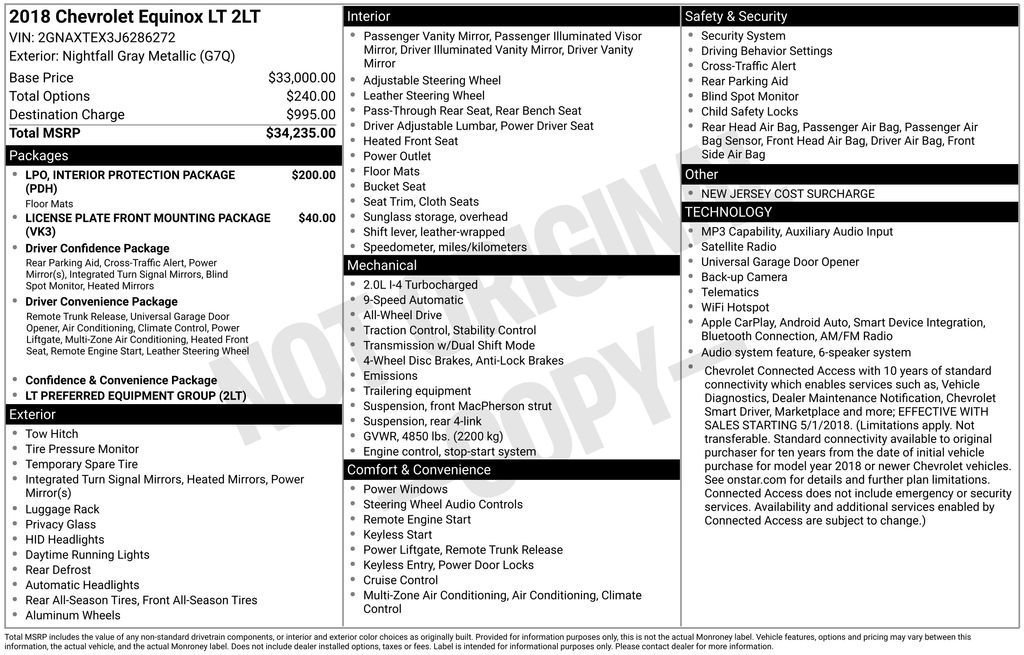 Used 2018 NIGHTFALL GRAY METALLIC Chevrolet LT image 9