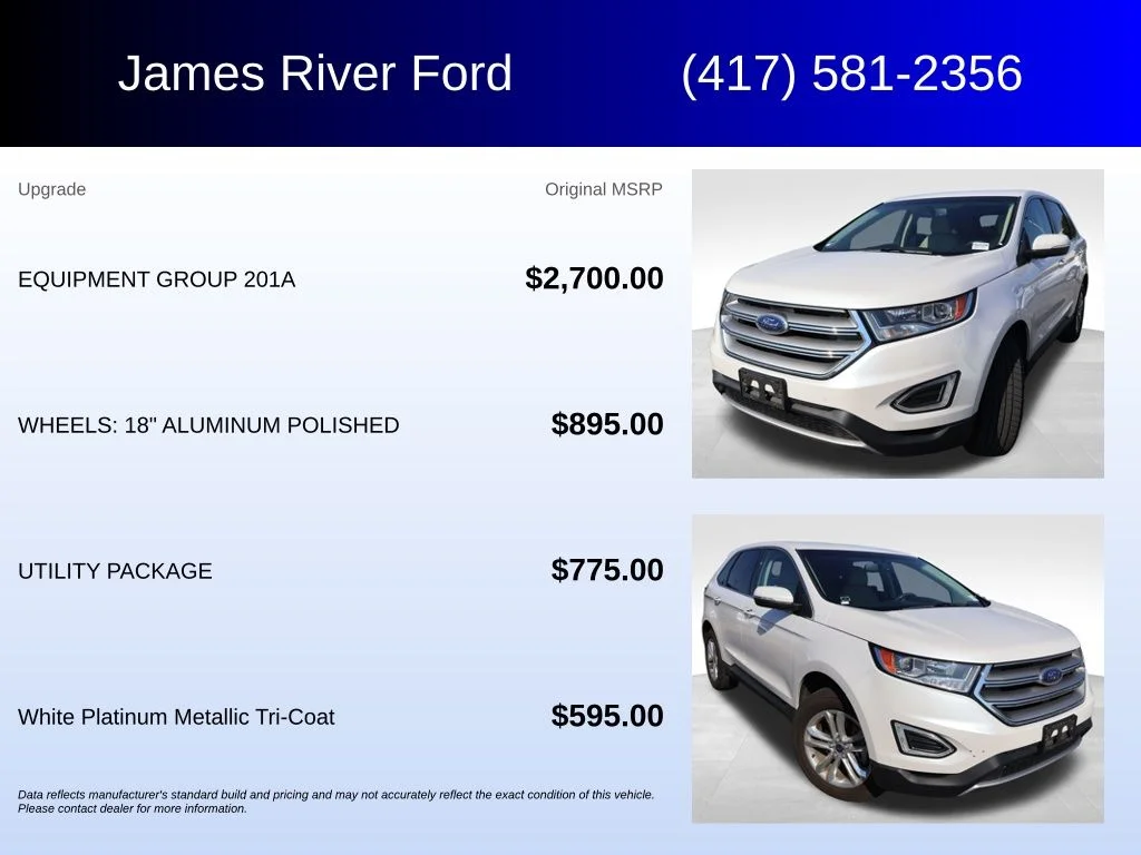 Used 2015 White Platinum Clearcoat Metallic Ford SEL image 5