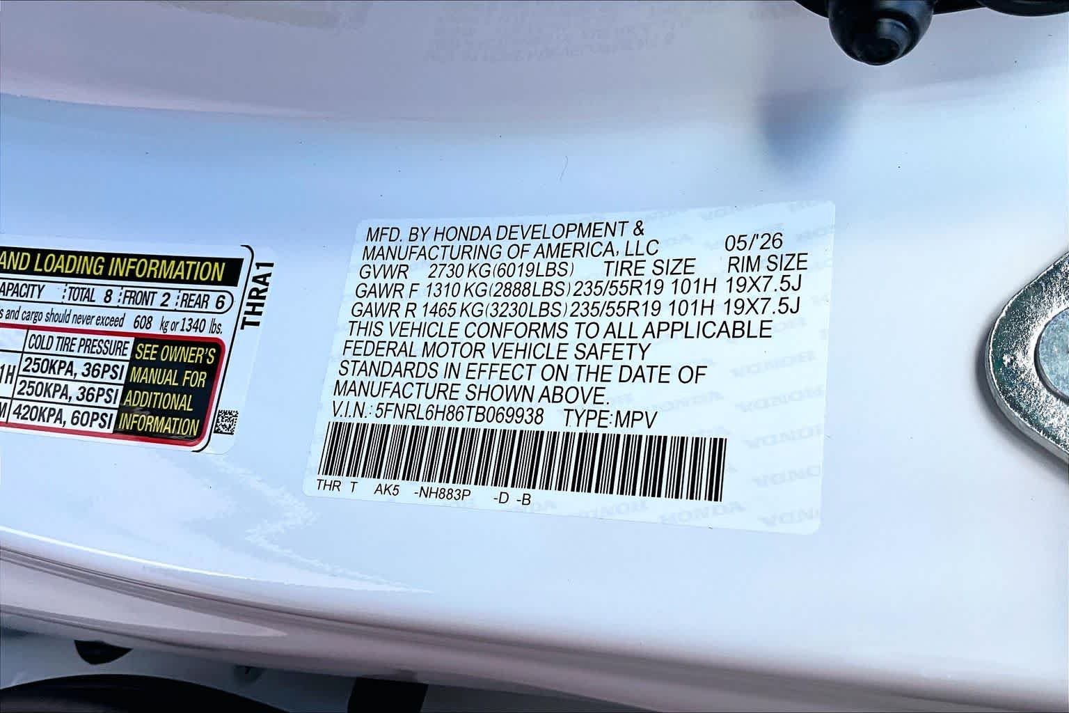 New 2026 Platinum White Pearl Honda Touring image 18