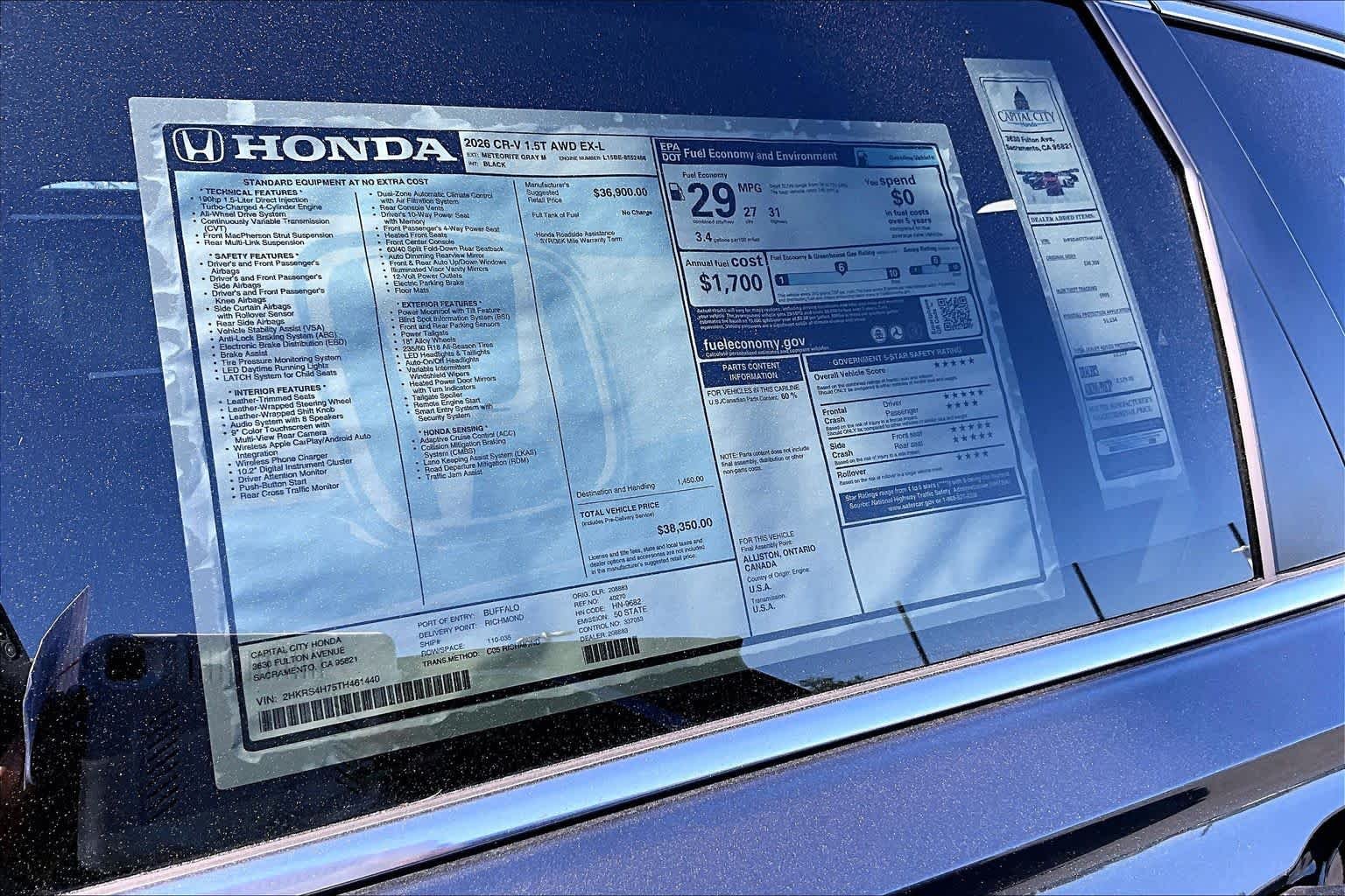 New 2026 Meteorite Gray Metallic Honda EX-L image 21