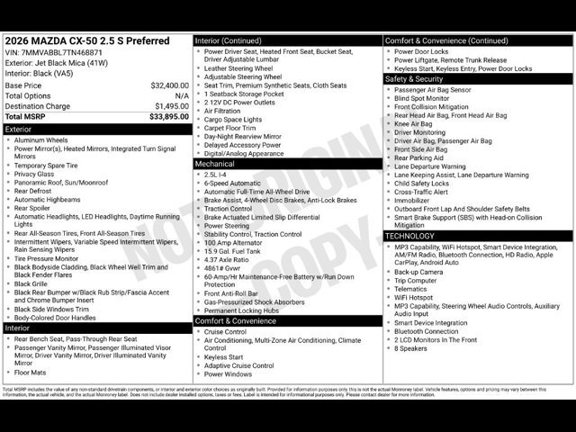 Certified Used 2026 Jet Black Mazda 2.5 S Preferred image 11