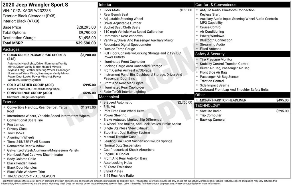 Certified Used 2020 Black Jeep Sport S image 7