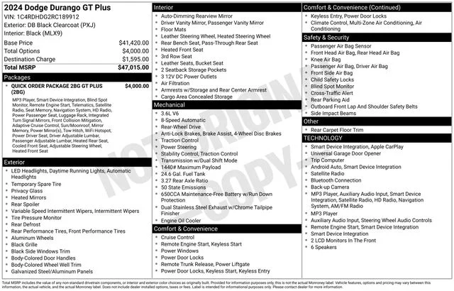 Used 2024 Black Clearcoat Dodge GT Plus image 37