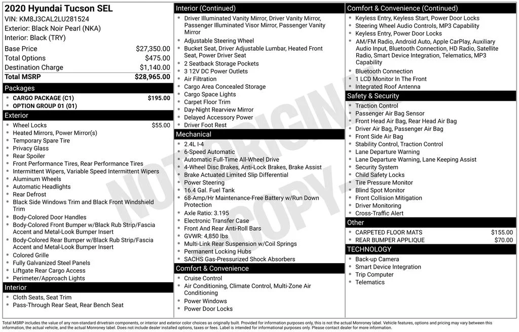 Certified Used 2020 Black Noir Pearl Hyundai SEL image 5