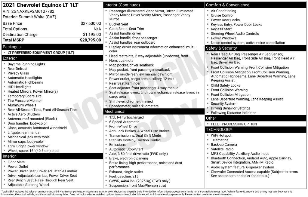 Used 2021 White Chevrolet LT image 2