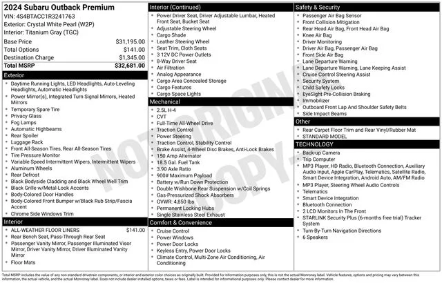 Used 2024 White Subaru Premium image 7