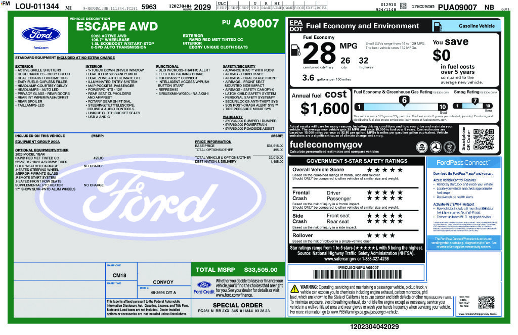 Used 2023 Red Metallic Ford Active image 2