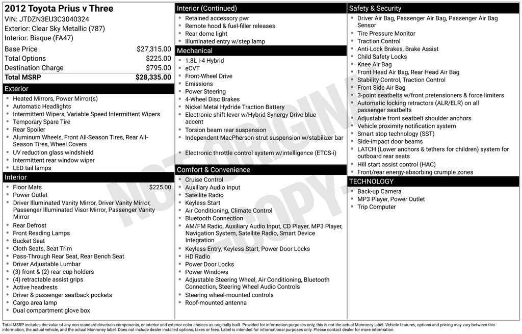 Used 2012 Toyota Prius v Three with VIN JTDZN3EU3C3040324 for sale in Gainesville, FL