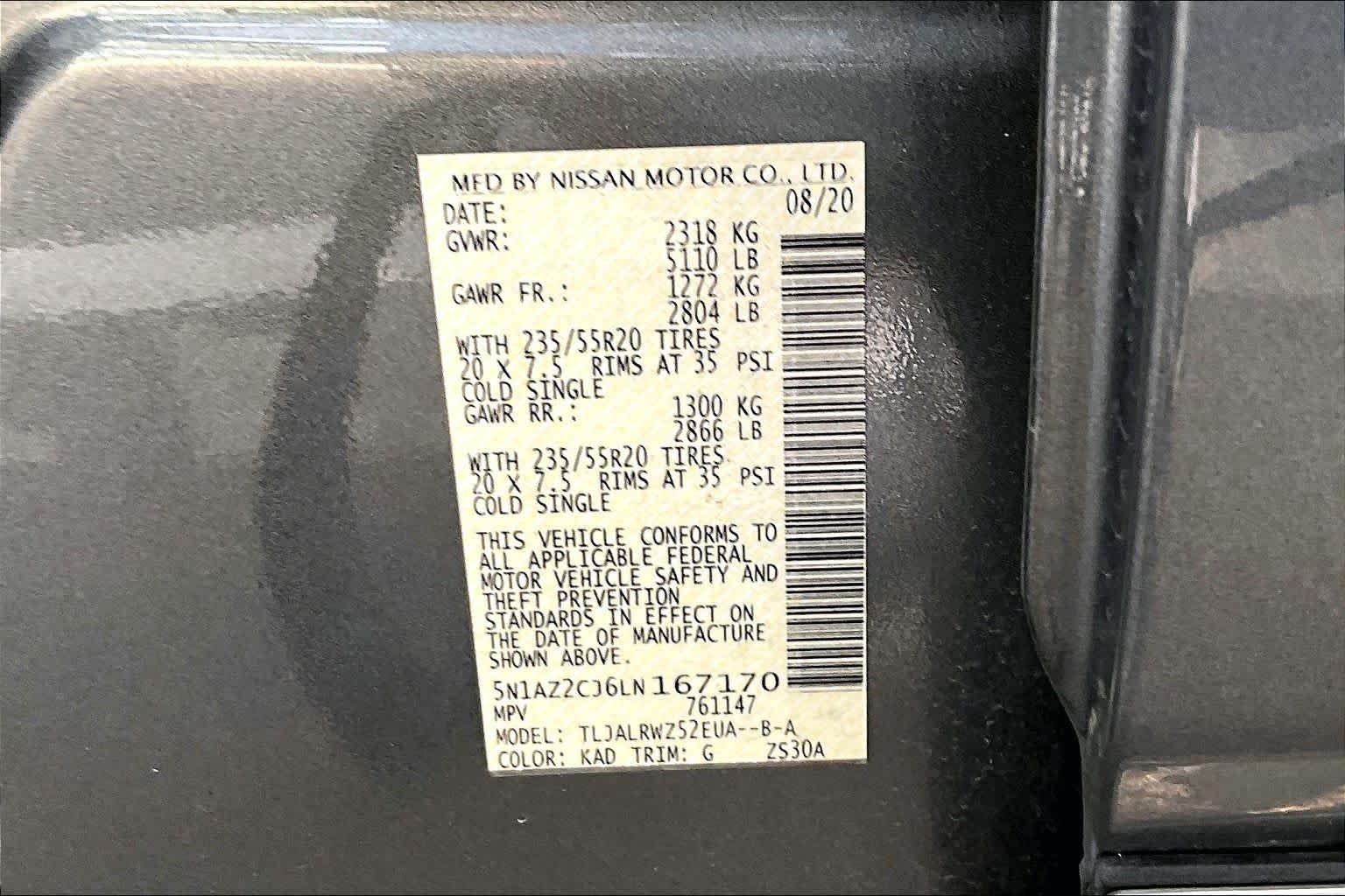 Certified Used 2020 Gun Metallic Nissan SL image 37