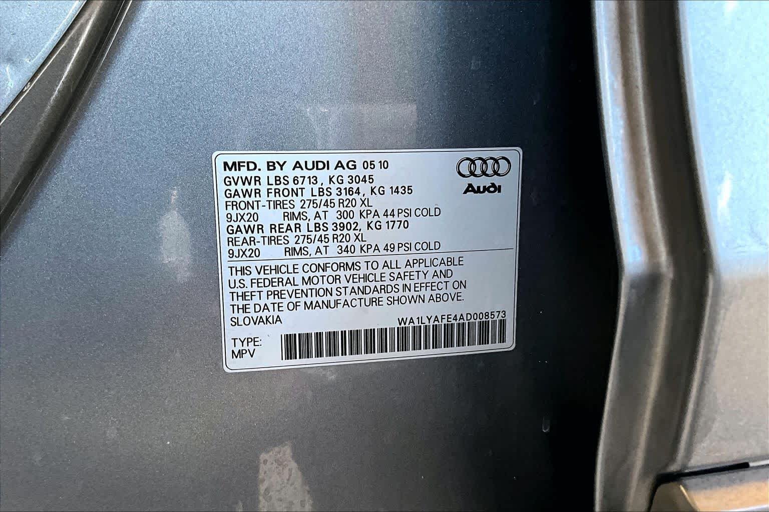 Used 2010 Graphite Gray Metallic Audi 3.6L Premium Plus image 36