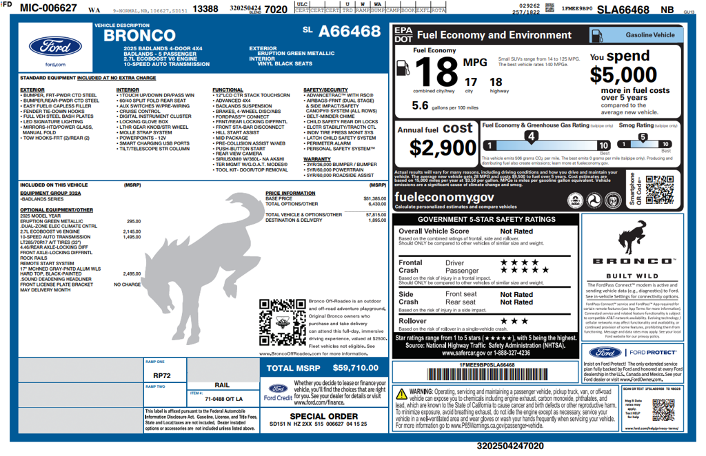 Certified Used 2025 Green Ford Badlands image 4