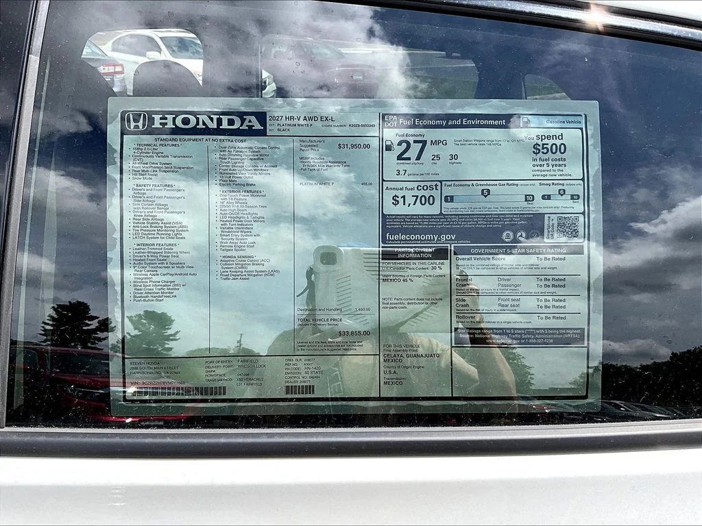 New 2027 Platinum White Pearl Honda EX-L AWD image 35