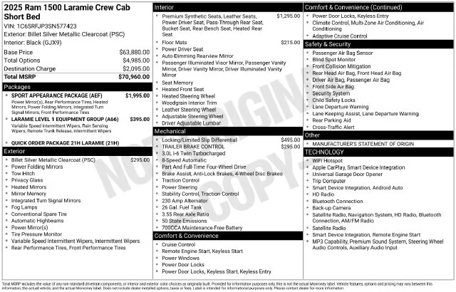 Used 2025 Billet Silver Metallic Clearcoat Ram Laramie image 42