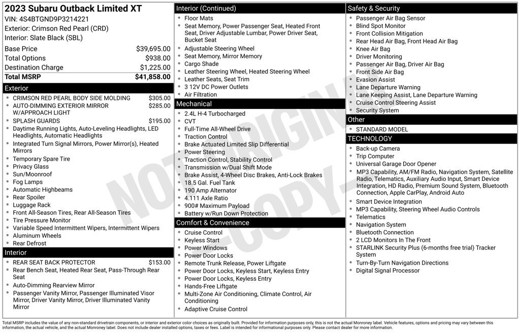 Used 2023 Red Subaru Limited XT image 2