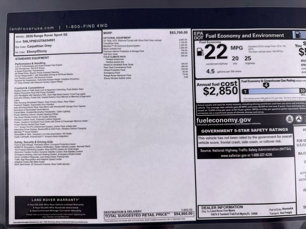 New 2026 Carpathian Grey Land Rover SE image 24