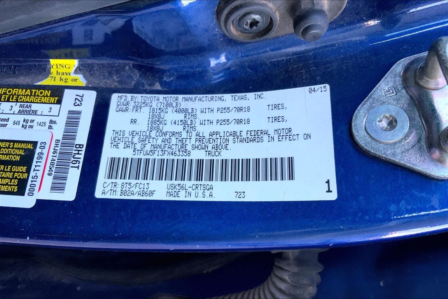 Used 2015 Blue Ribbon Metallic Toyota SR5 image 35