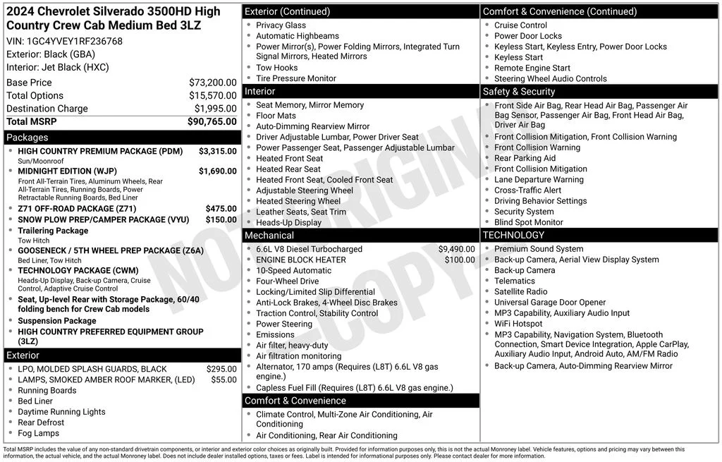 Used 2024 Chevrolet Silverado 3500HD High Country with VIN 1GC4YVEY1RF236768 for sale in Elk River, Minnesota