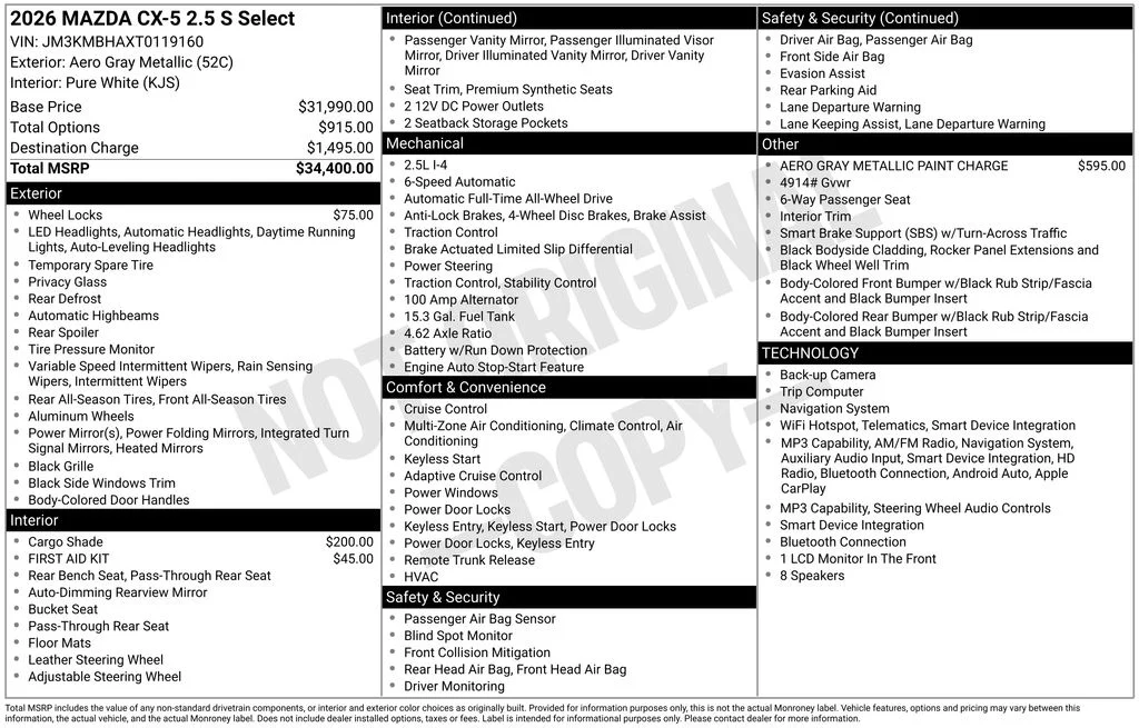 New 2026 Aero Gray Metallic Mazda 2.5 S Select image 2