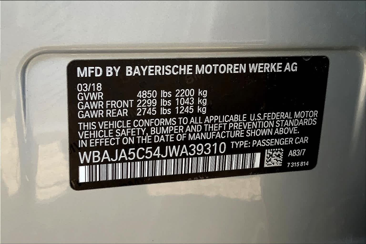 Used 2018 Glacier Silver Metallic BMW 530i image 36