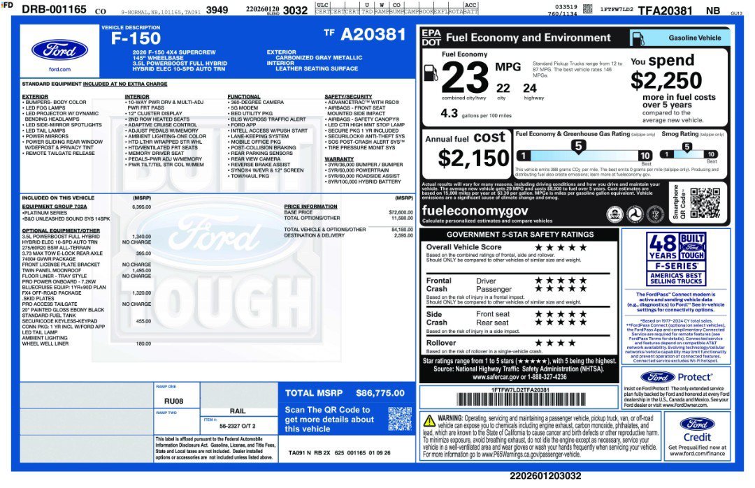 New 2026 Carbonized Gray Metallic Ford Platinum image 11