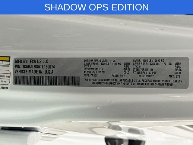 New 2026 Bright White Clear-Coat Exterior Paint Jeep Shadow Ops image 29
