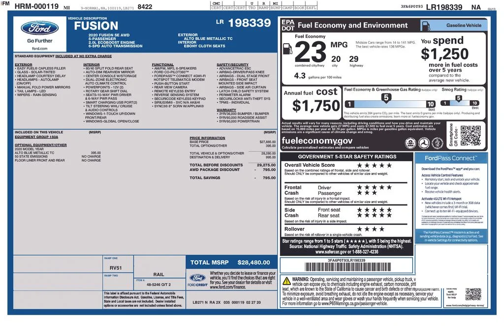 Used 2020 Blue Ford SE image 4