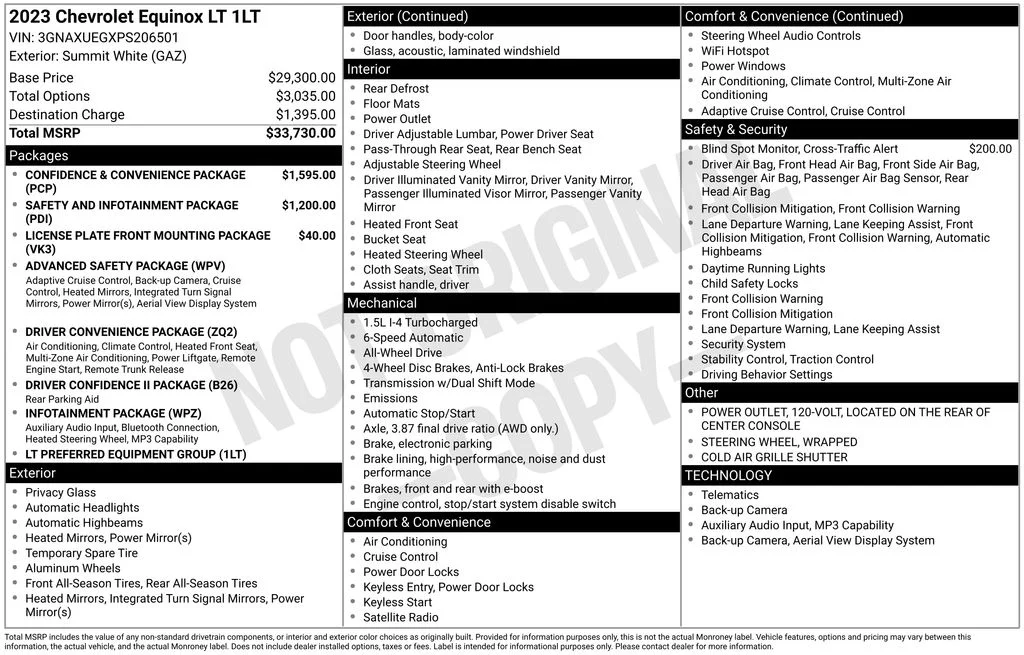 Used 2023 Chevrolet Equinox LT with VIN 3GNAXUEGXPS206501 for sale in Elk River, Minnesota