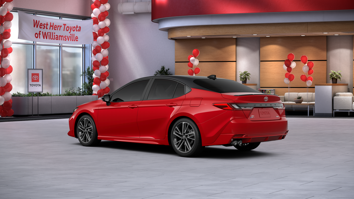 New 2026 Supersonic Red with Midnight Black Metallic roof Toyota XSE image 6