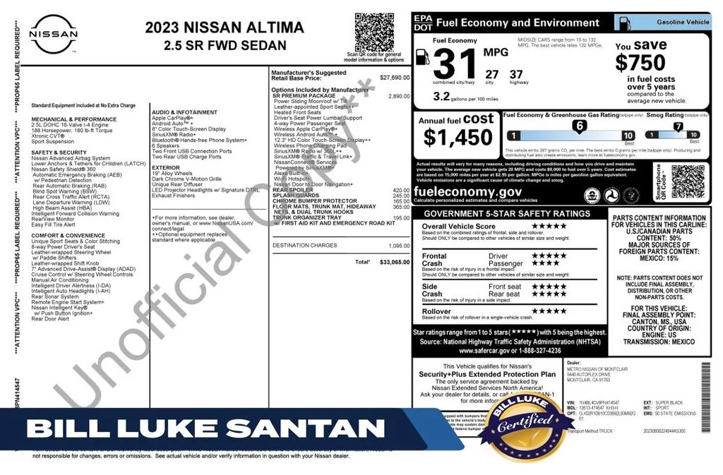 Certified Used 2023 Black Nissan 2.5 SR image 1