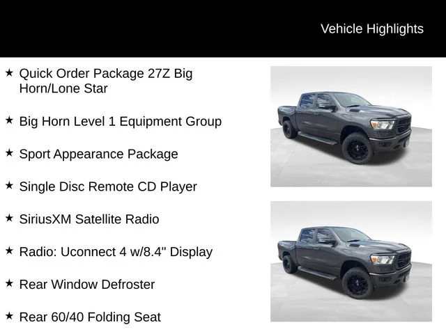 Used 2019 Gray Ram Big Horn/Lone Star Crew Cab 4x4 5