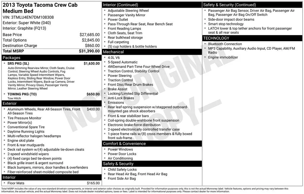 Used 2013 White Toyota Base image 9