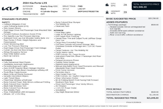 Used 2024 Gray Kia LXS image 33