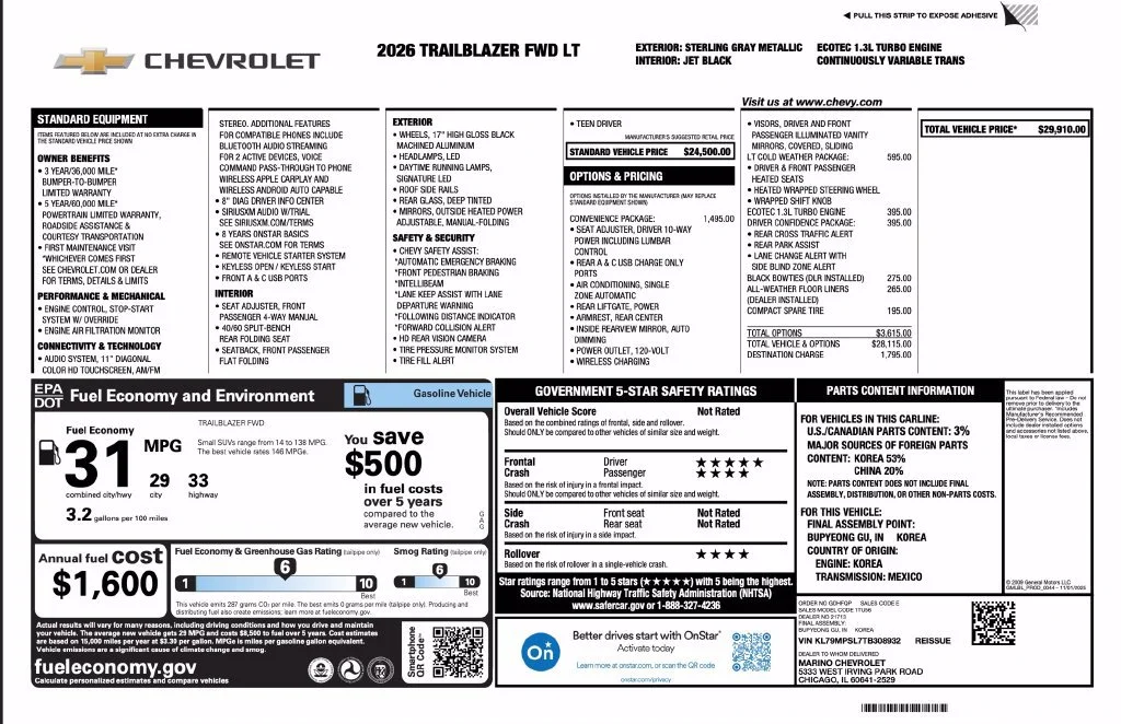 New 2026 Sterling Gray Metallic Chevrolet LT image 2