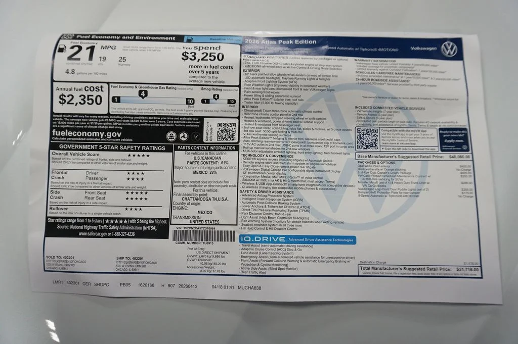 New 2026 Opal White Volkswagen 2.0T Peak Edition image 39