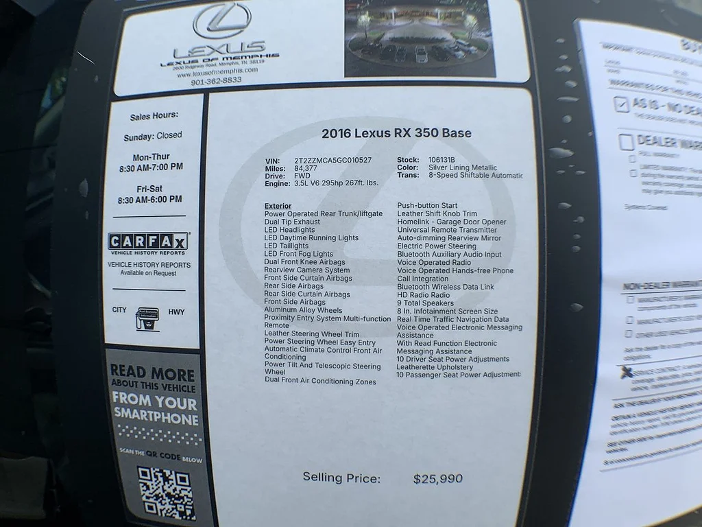 Used 2016 Silver Lining Metallic Lexus 350 image 25
