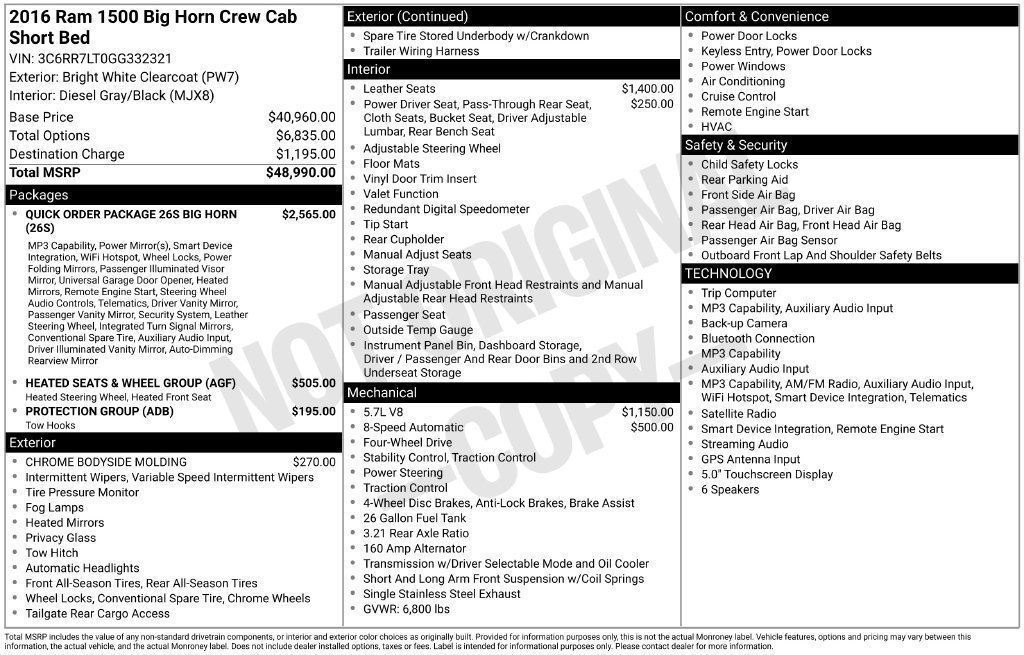 2016 RAM 1500 Pickup Big Horn