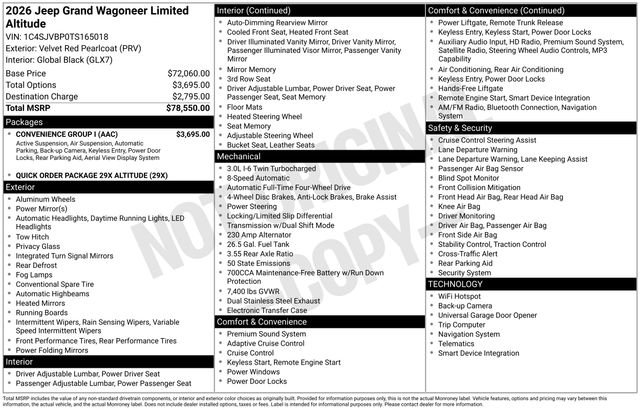 New 2026 Velvet Red Pearlcoat (DISC) Jeep Limited Altitude image 6