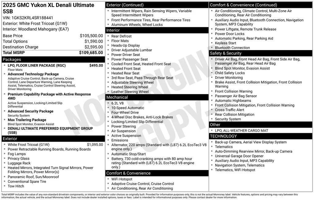 Used 2025 White GMC Denali Ultimate image 43
