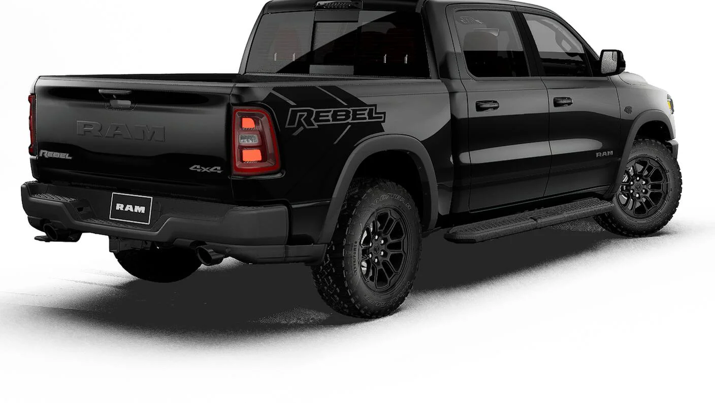 New 2027 Diamond Black Crystal Pearl-Coat Exterior Paint RAM REBEL image 2
