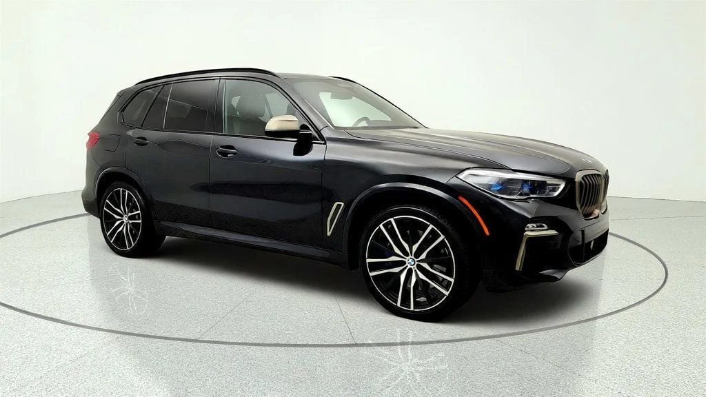 Used 2020 Black Sapphire Metallic BMW M50i Sports Activity Vehicle w/ Executive Pkg & Merino Leather image 3