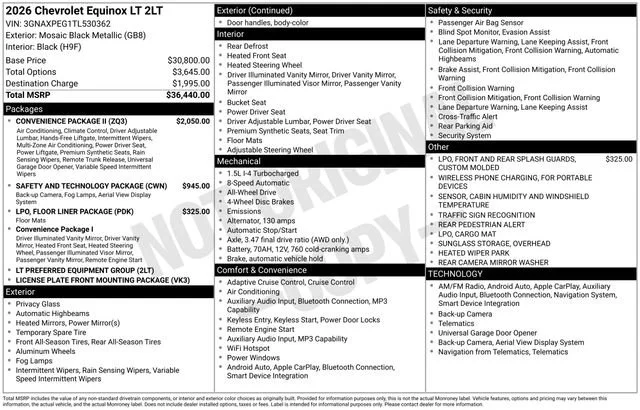 New 2026 Mosaic Black Metallic Chevrolet LT image 5