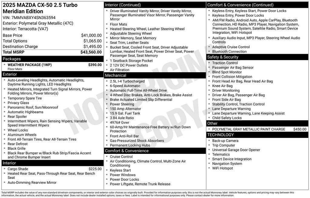 Used 2025 Gray Mazda 2.5 Turbo Meridian Edition image 35