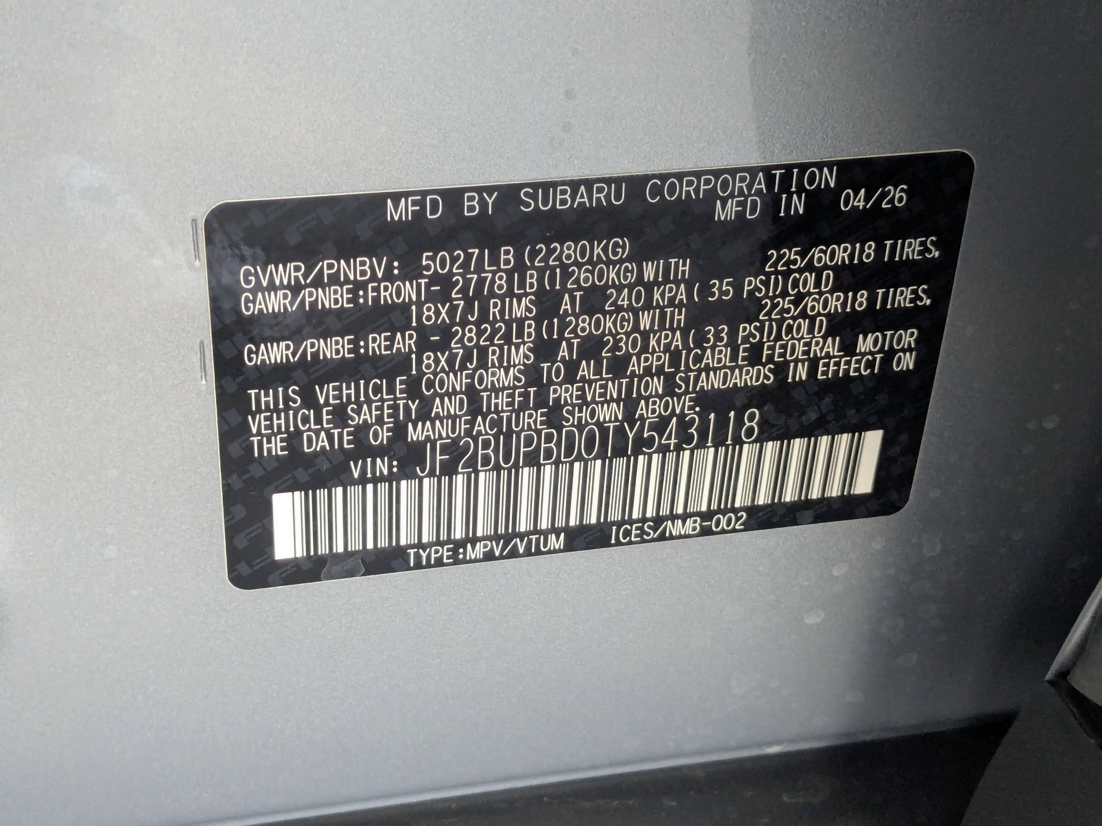 New 2026 ICE SILVER METALLIC Subaru Premium image 16