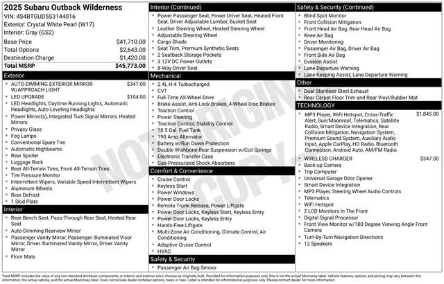 Used 2025 Crystal White Pearl Subaru Wilderness image 25