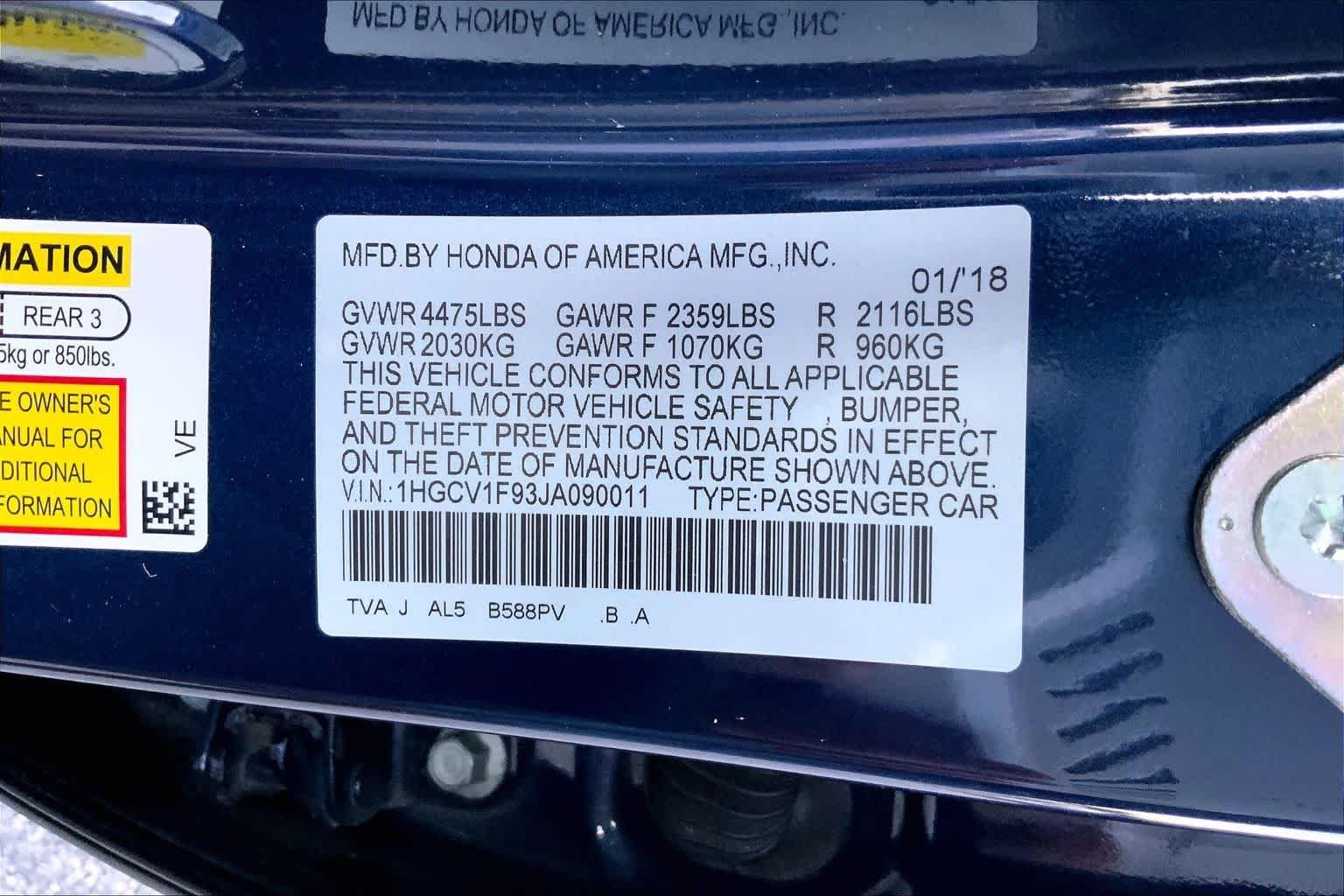 Used 2018 Obsidian Blue Pearl Honda Touring 1.5T image 31